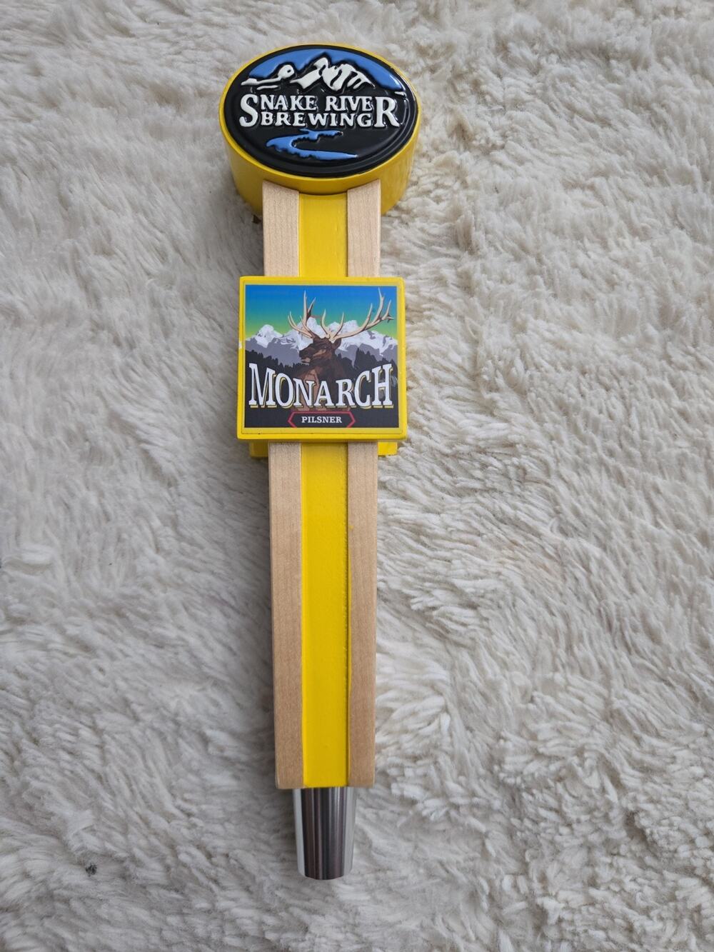 Snake River Brewing Monarch Pilsner Wooden Beer Tap Handle Yellow Draft...